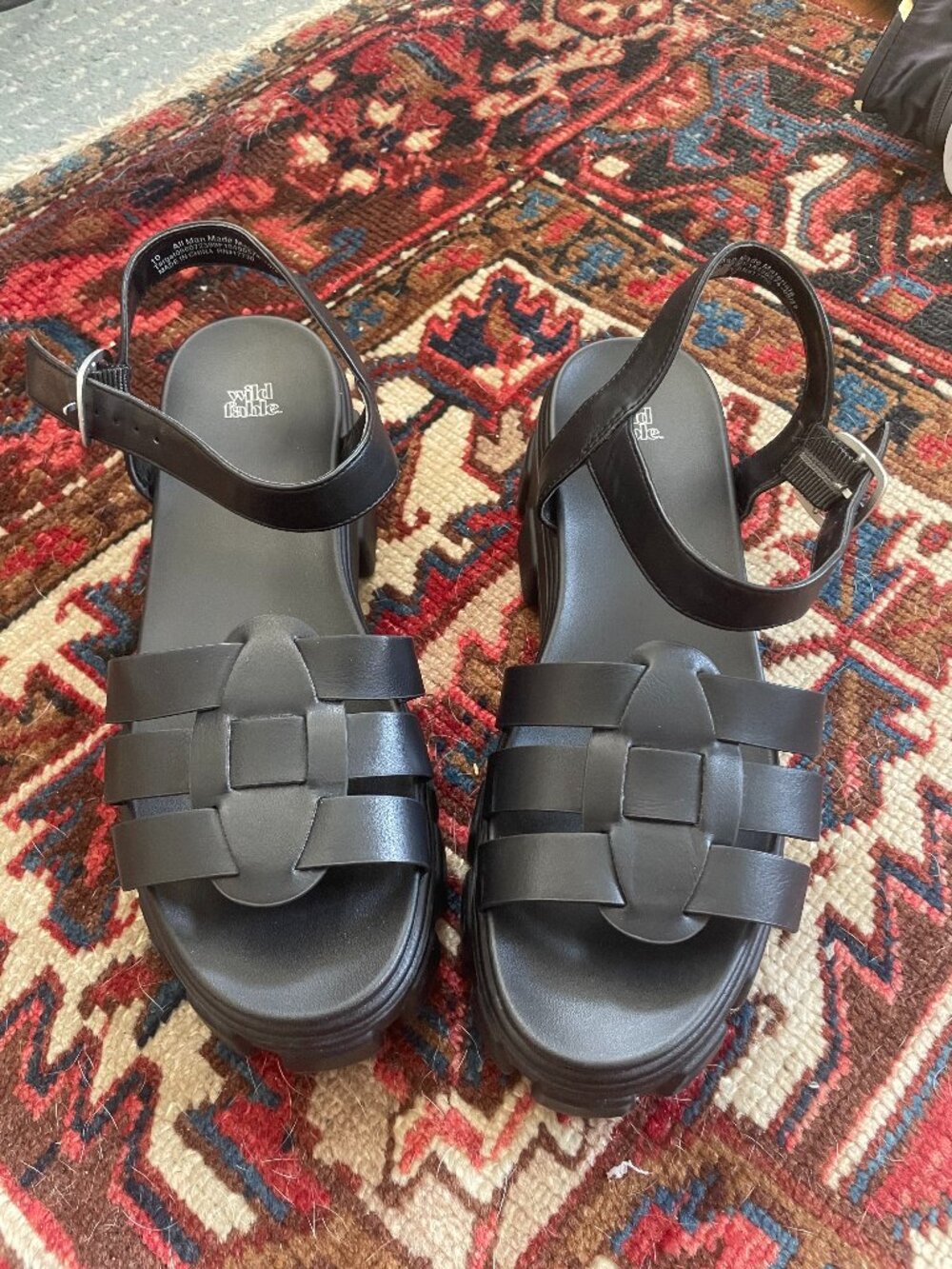 Wild Fable Women's Black Platform Avril Fisherman Chunky Sandal size 10